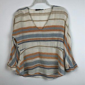 Zara Basic Collection Striped Linen Top, Sz Small